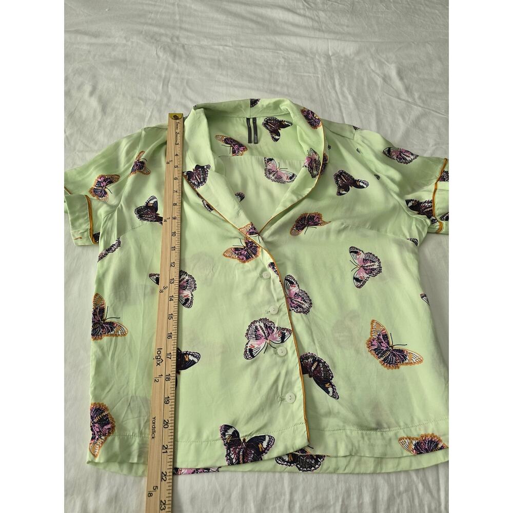 Anthro Butterfly Pajama Set Top S Shorts XS Green Lounge Sleepwear Resort girly - Picture 11 of 15